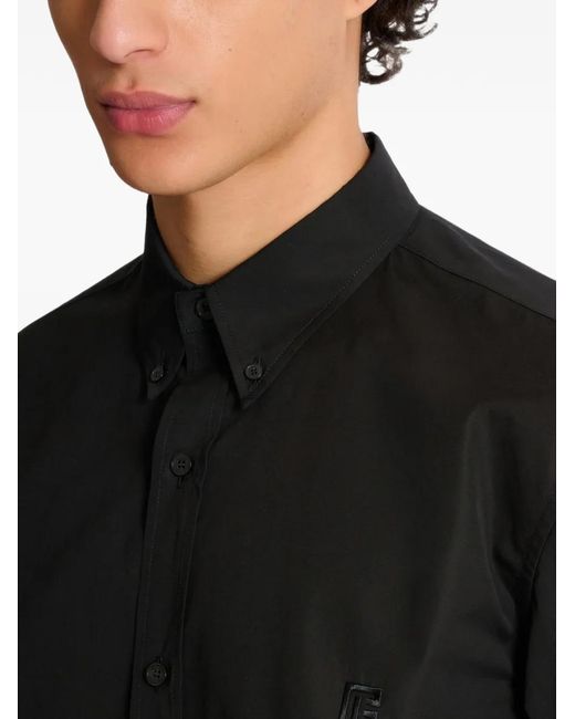 Balmain Black Cotton Poplin Shirt for men