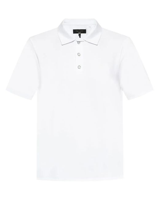 Rag Bone Men's White Pima Cotton Polo Shirt