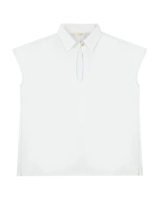 Zanone White Keyhole-Detailed Blouse