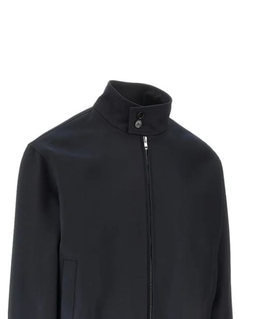 Gucci Blue Button-Collar Zip-Up Jacket for men