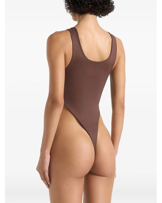 Manière De Voir Brown Bs001 V-Neck Bodysuit