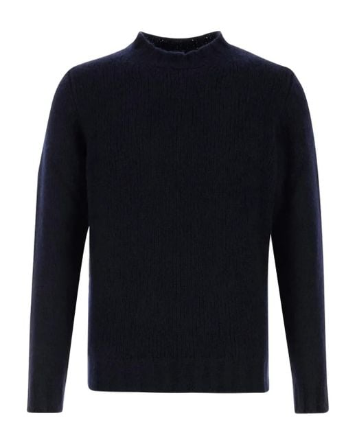 Fedeli Kaschmir-Seiden-Pullover mit Stehkragen in Blue für Herren