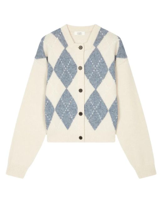 Studio Tomboy X White Argyle-Pattern Cardigan