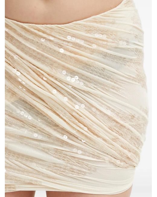Rick Owens White Sequin-Embellished Draped Mini Skirt