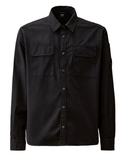 C P Company Black Long Sleeve Lens Shirt for men