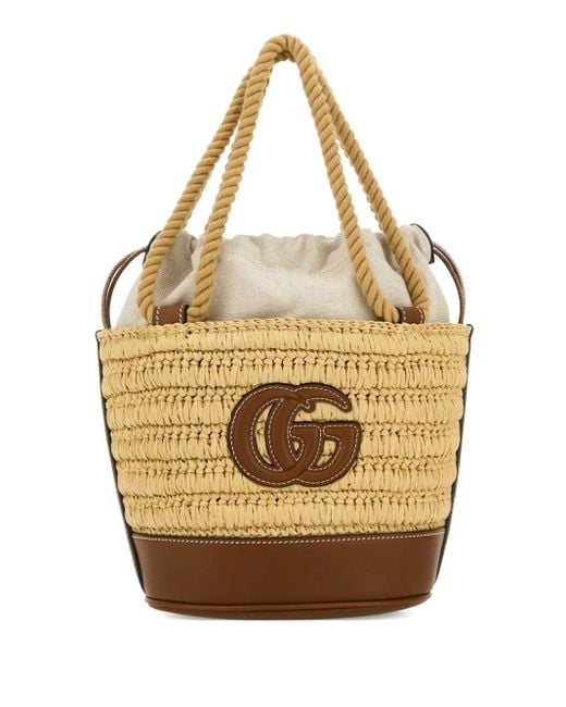 Gucci Metallic Raffia Mini Summer Bucket Bag