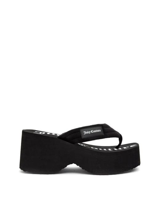 Juicy Couture Black Platform Wedge Flip-Flops