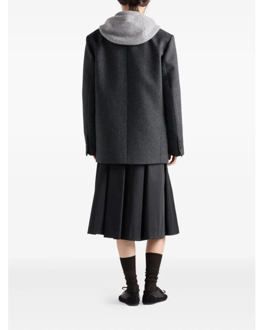 Prada Black Re-Nylon Belted Midi Skirt