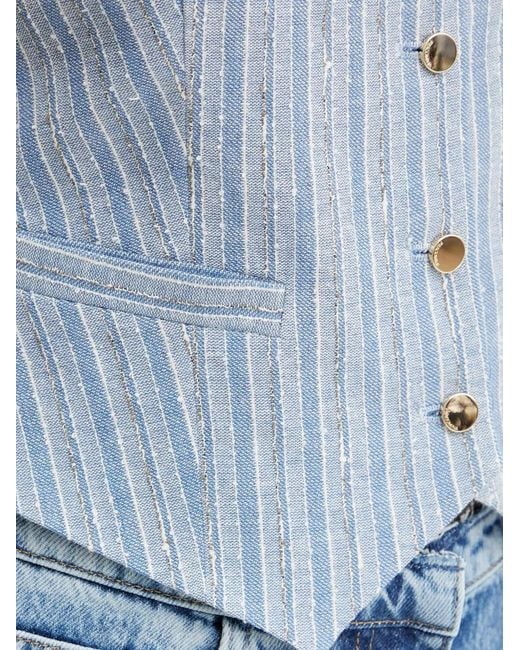 Fracomina Blue Striped Buttoned Waistcoat