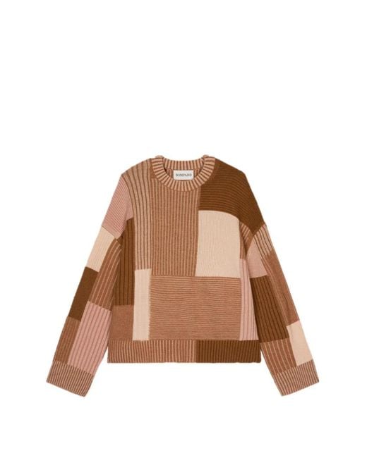 Bompard Brown Pull Côtelé À Design Patchwork