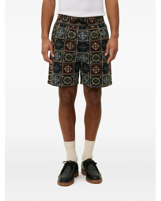 Les Deux Gray Patchwork-Embroidered Shorts for men