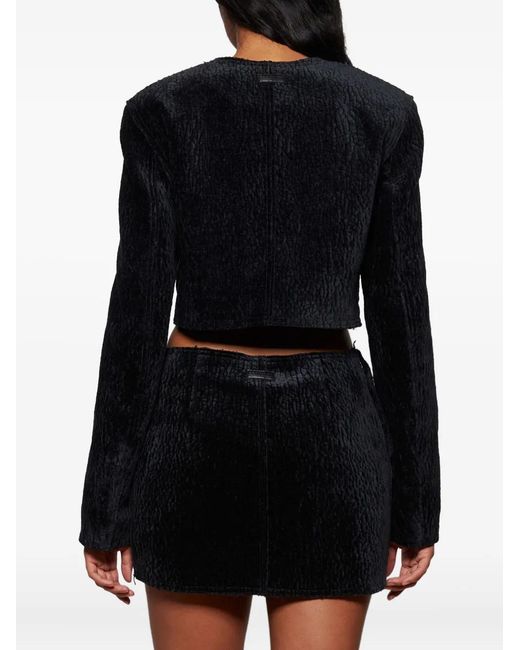 Alexander Wang Black Velvet-Effect Cropped Jacket
