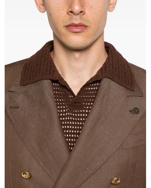 Gabriele Pasini Brown Blazer À Double Boutonnage Avec Poches Avant for men