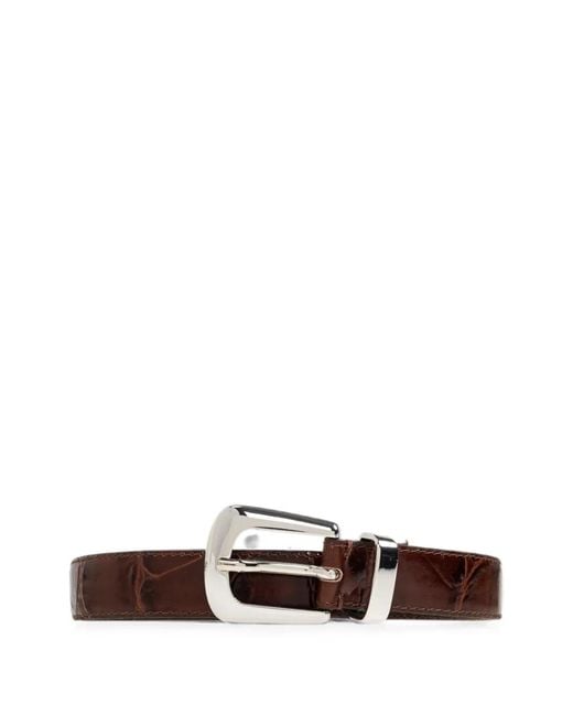 Gestuz White Gzsuva Croc-Effect Leather Belt