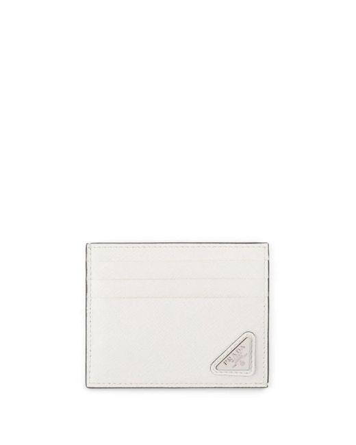 Prada White Saffiano Leather Card Holder for men