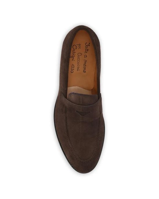 Ortigni Brown Suede Penny Loafers for men