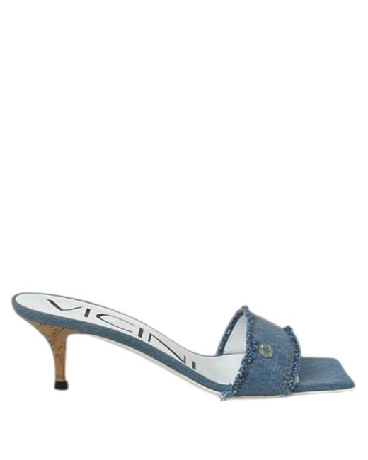 Vicini Blue Frayed Heeled Sandals