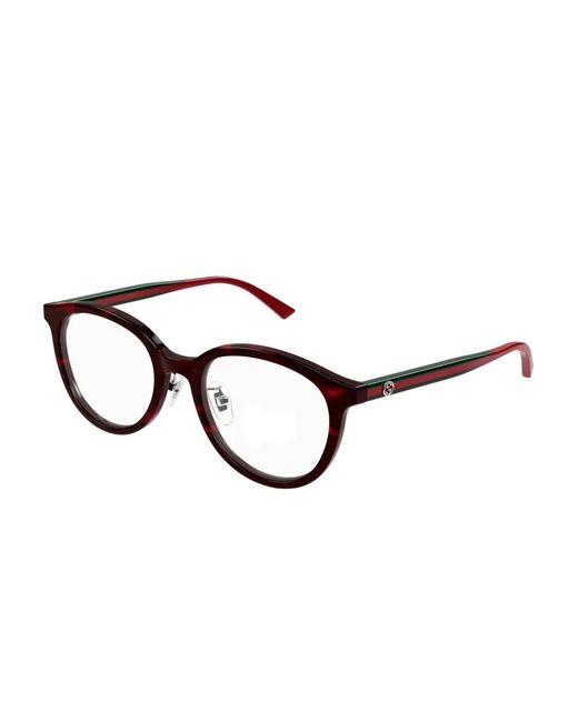 Gucci Brown Web-Stripe Round-Frame Glasses