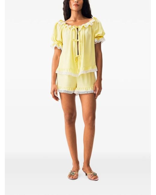 Sleeper Yellow Romantica Lace-Trim Pajamas