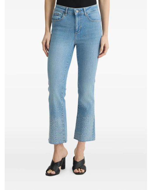 Liu Jo Blue Flared Jeans With Rhinestones