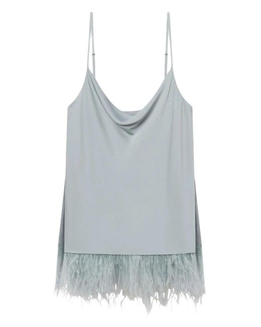 Haut Eliza Bordé De Plumes A.L.C. en coloris Blue