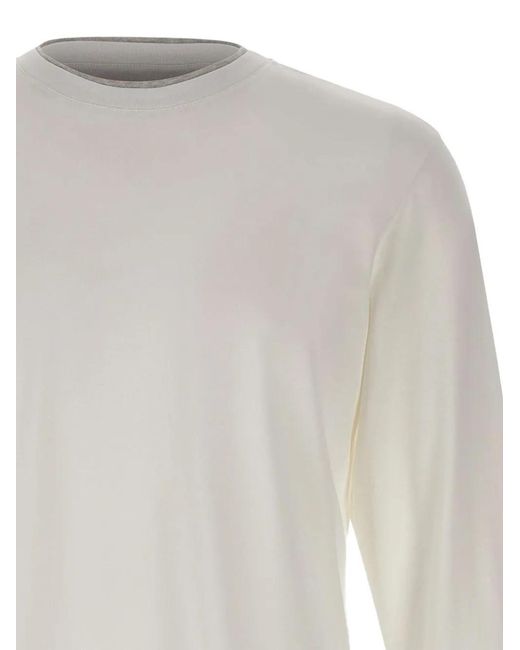Eleventy White Long-Sleeve Crew-Neck Sweater for men