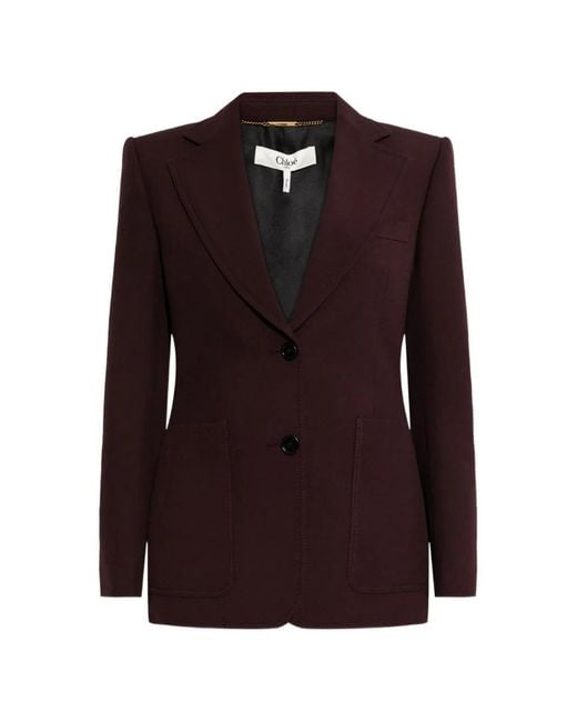 Chloé Purple Shoulder-Pad Long-Sleeve Blazer