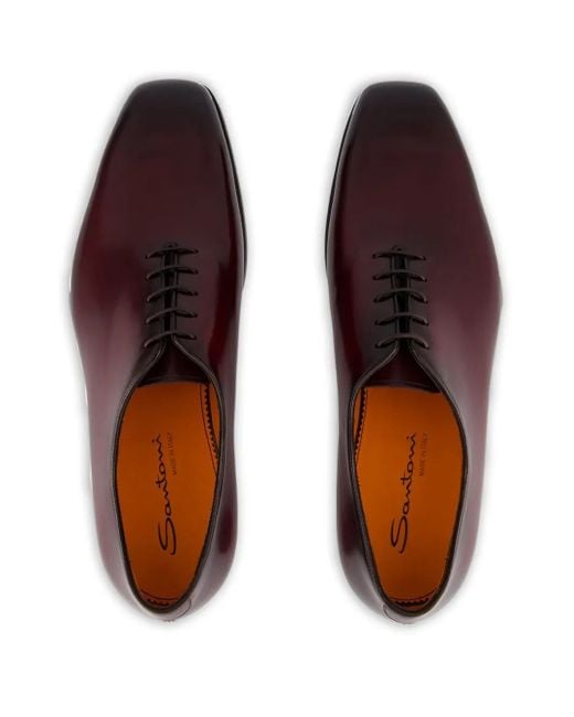Santoni Brown Lace-Up Oxford Shoes for men