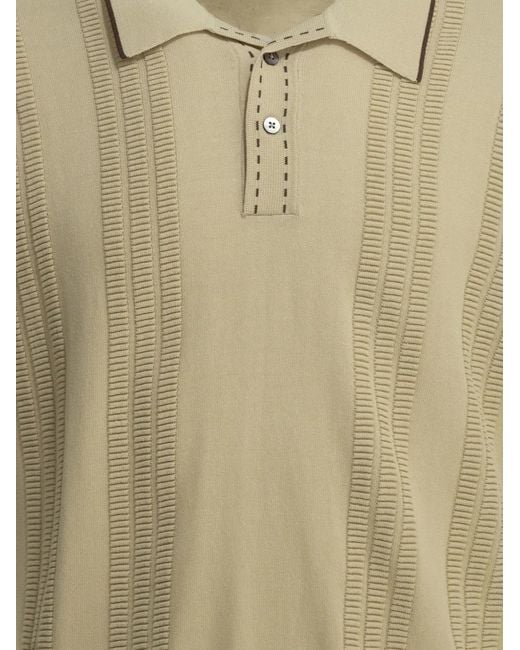 Beams Plus White Polo En Maille Texturée for men