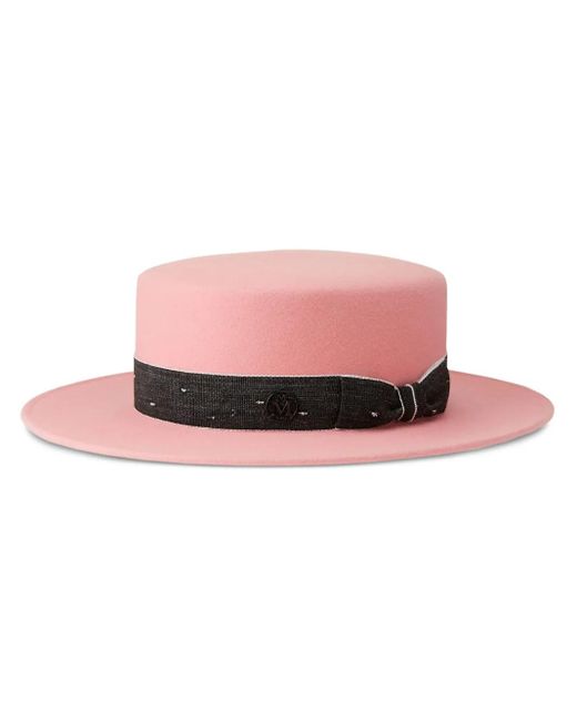 Maison Michel Pink Kiki Logo-Detail Wool Fedora