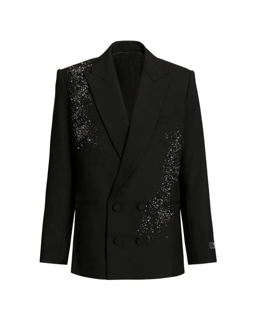 Balmain Black Double-Breasted Long-Sleeve Blazer for men