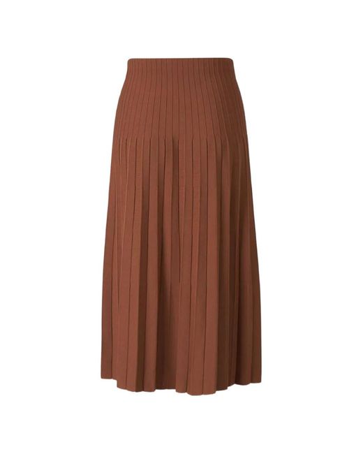 Staud Brown Pleated Ribbed-Knit Skirt
