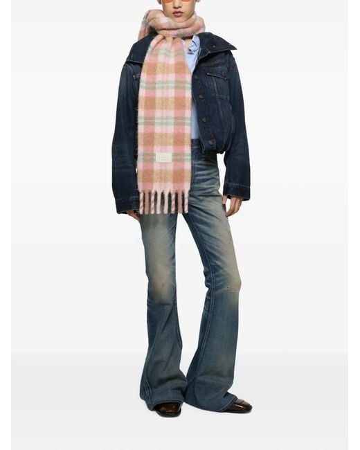 Acne White Schal Mit Fransen