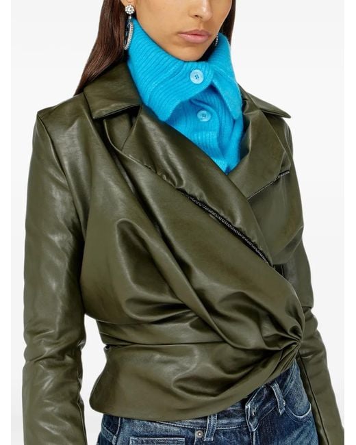 DIESEL Green Draped Wrap-Effect Jacket