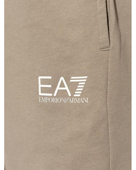 EA7 White Logo-Print Drawstring Track Shorts for men