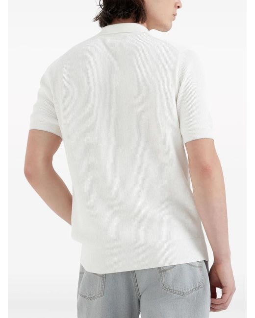 Brunello Cucinelli White Co312 Cotton Polo Sweater for men