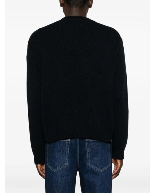 The Row Black Markhim Ribbed-Knit Crew-Neck Sweater for men