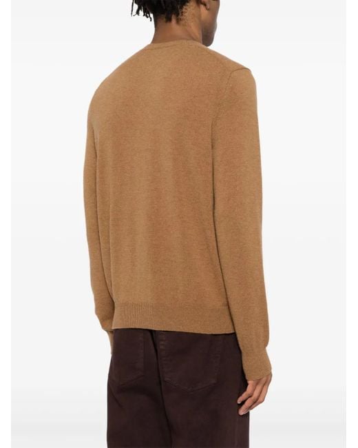 COMME DES GARÇONS PLAY Brown Round--Neck Small Emblem Knit