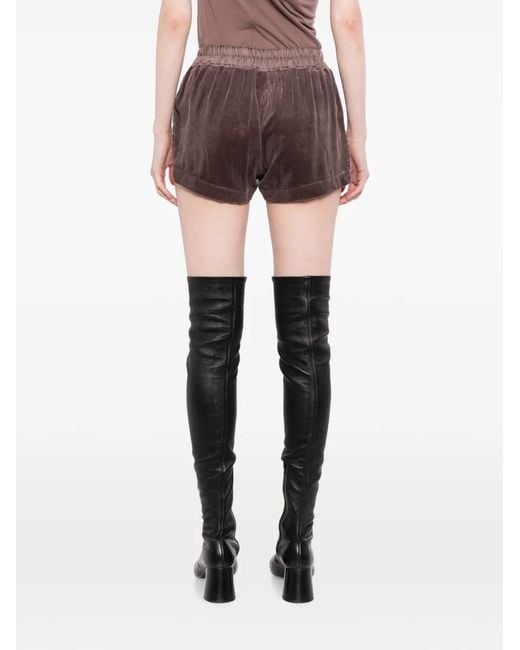 Rick Owens Brown Velvet Drawstring Shorts