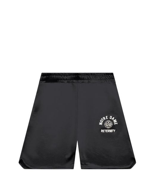 RETERNITY Black Notre Dame Logo-Print Track Shorts for men
