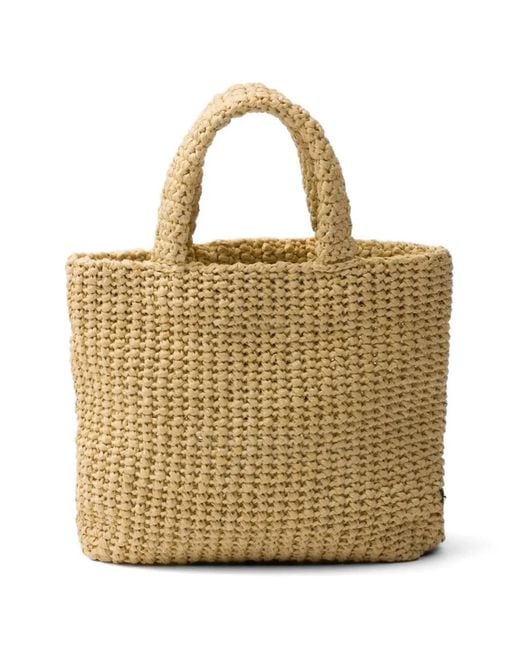 Prada Metallic Small Crochet Tote Bag