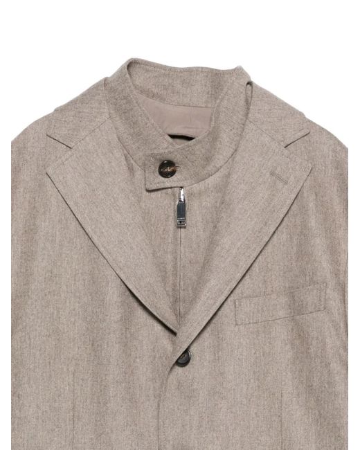 Incotex Gray High-Neck Buttoned Blazer for men