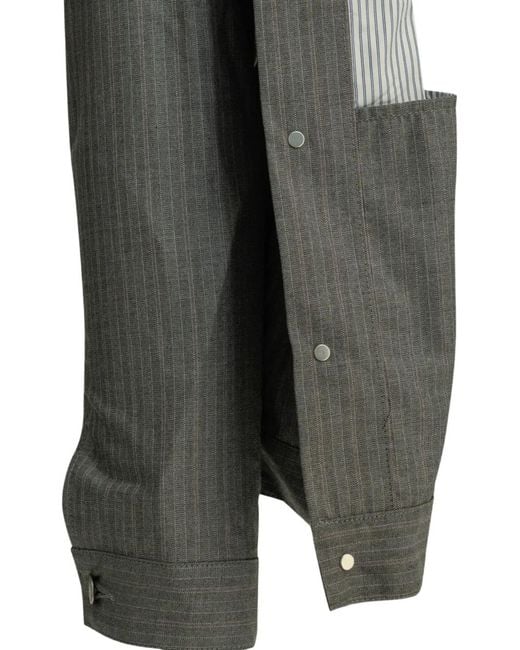Junya Watanabe Gray Pinstripe-Pattern Denim Jacket for men