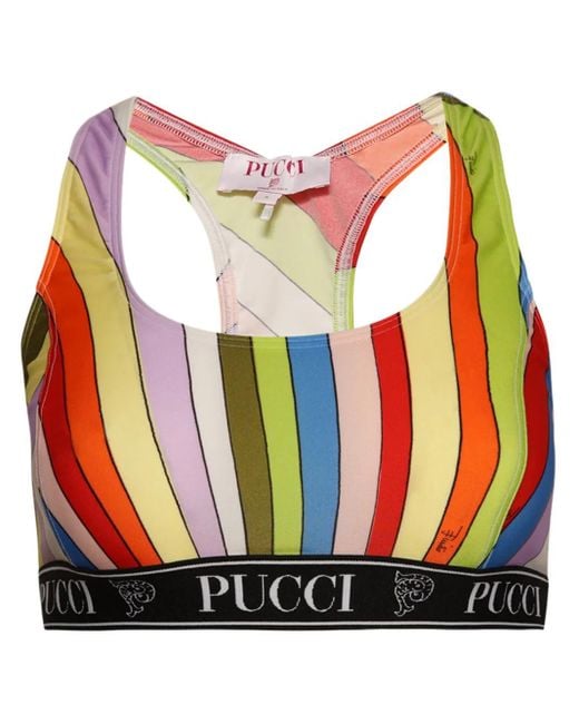 Emilio Pucci Multicolor Iris-Print Crop Top