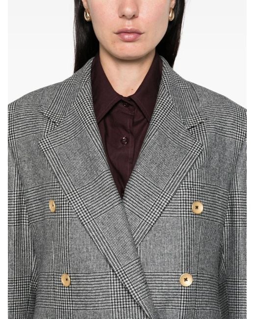 Tagliatore Gray Plaid-Pattern Double-Breasted Suit