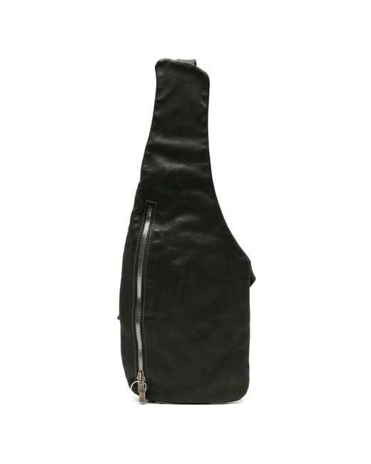 Guidi Black Leather Shoulder Bag for men