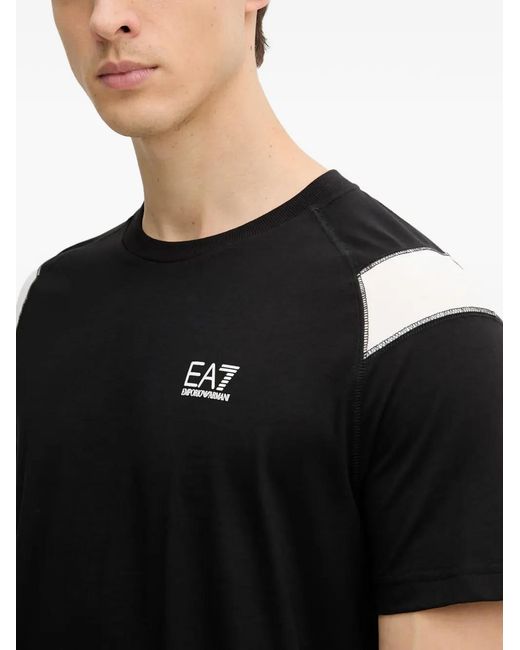 EA7 Black Logo-Print T-Shirt for men