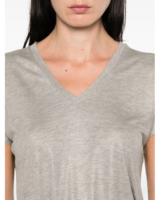 Herno Metallic T-Shirt Met V-Hals in het Gray