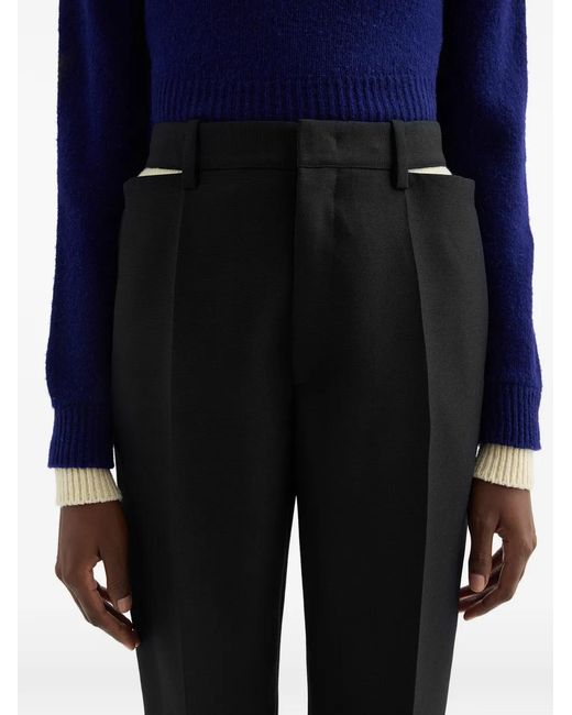 Jil Sander Black Cut-Out Wool Blend Trousers