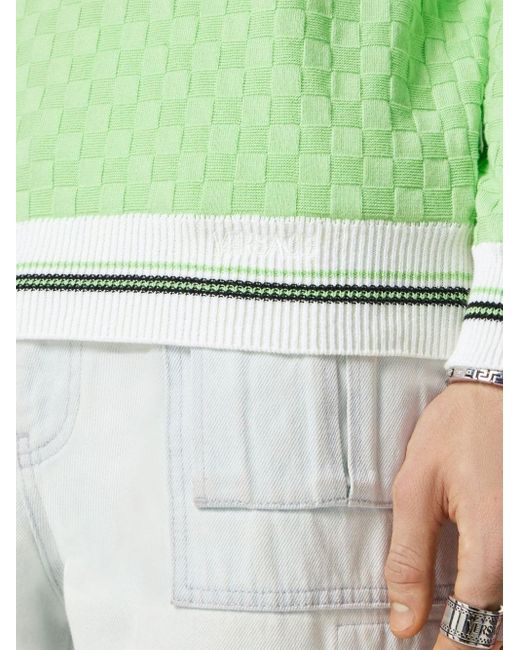 Versace Green Checked Cotton-blend Jumper for men
